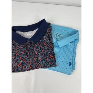 Lot of 2 Under Armour The Playoff Polo Men'x 4XL Light Blue Dots/Blue Orange